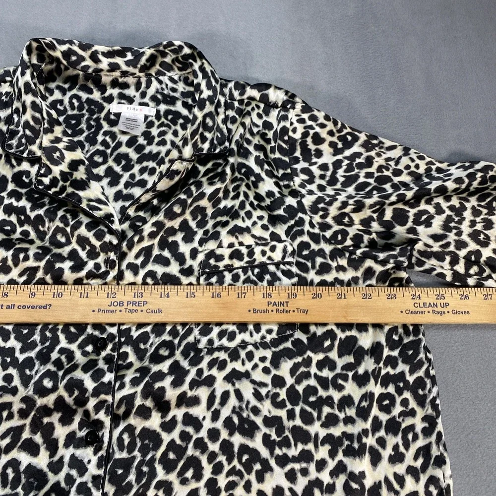 Victoria's Secret Leopard Satin Pajama Set Womens XL Top Pants Animal Print